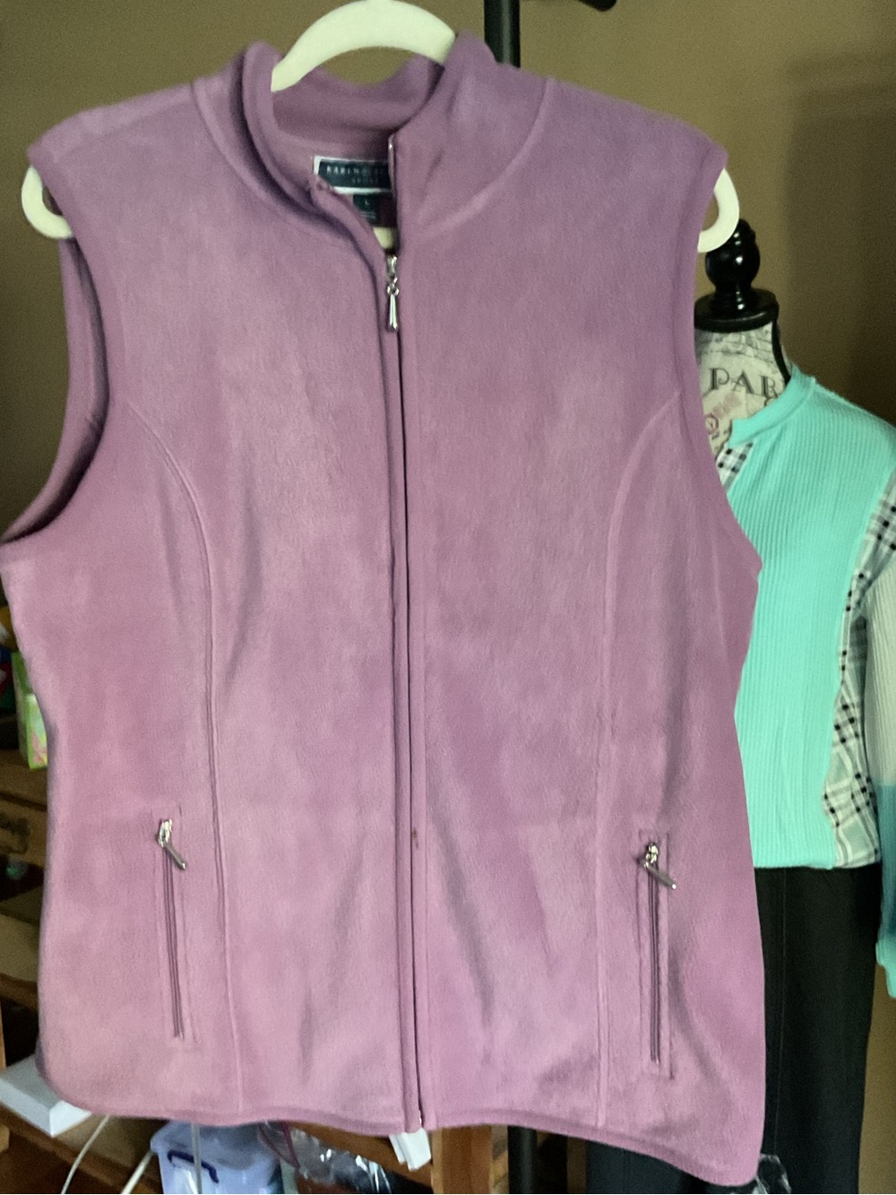 Karen Scott Lavender Sleeveless Fleece Vest with Zip Pockets
